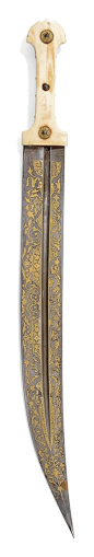 A WALRUS IVORY-HILTED GOLD-DAMASCENED KNIFE (KINJAL) SIGNED MUHAMMAD, CAUCASUS, 2ND HALF 19TH CENTURY | Christie's