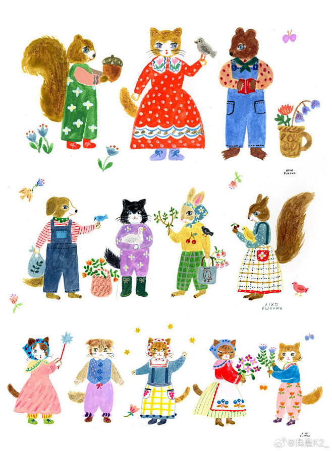 可爱 卡通小动物。Illustratio...