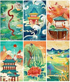创意大气国潮风海报  - 源文件下载【酷图网】国潮风海报,国潮风山水,山水花鸟,背景墙,国潮风,国潮画,国潮背景墙,中国风,手绘插画,线描,青山绿水,古风山水,中国风山水,水墨禅意,国潮插画,中式插画,中式背景,古典背景,国潮风风景