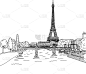 巴黎,埃菲尔铁塔,旅途,法国,浪漫,直的,公园,建筑业,复古,绘制