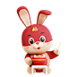 三维渲染中国农历传统新年卡通兔子3D插画_AL-60_3D-Character-Chinese-Rabbit-Eating-Noodle