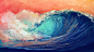 General 3840x2160 waves sea digital art artwork painting colorful