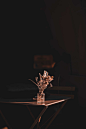 gold deer figurine on brown wooden table