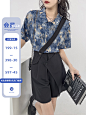 「叙境」高级感扎染短袖衬衫女夏装2022年新款法式别致上衣ins潮-淘宝网