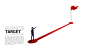 Silhouette of businessman point finger on route path to red flag at goal concept of people ready to start career and business to success