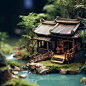 Midjourney Prompt_Miniature_green_plant_house_miniature_model微缩景观，微缩模型，粘土风格，桌面景观