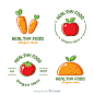 Hand drawn healthy food logo set Free Vector