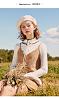 乐町2017秋冬季新款女装时尚打底衫套头毛衣针织衫喇叭袖上衣chic-tmall.com天猫