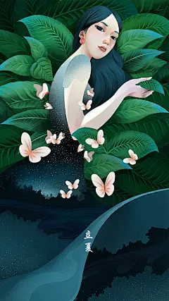 百雀羚唯美二十四节气插画艺术设计 ​​​​