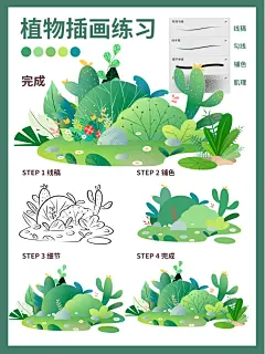 扁平风植物插画‖灌木丛_1_和季画画_来自小红书网页版