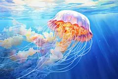 海洋八爪鱼水母海底世界海洋生物插画