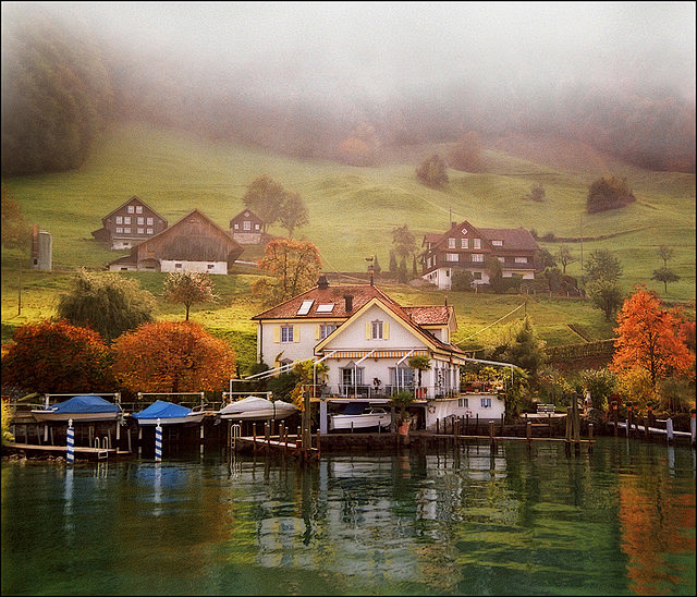   田园秋景。Gutsch，琉森 ，卢塞...