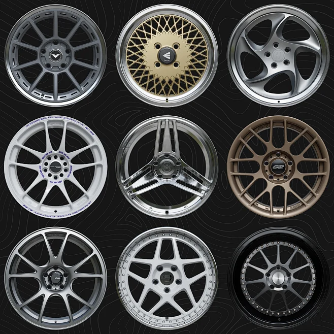 3D automotive wheel rim car CGI 3D model assets-花瓣网
