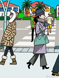 这组略带漫画风格的插画一看便知来自日本插画家，没错Takeuma的作品看似简单轻松，有时内容看似平常却在某些细节处充满了荒诞与幽默。#求是爱设计# ​​​​
