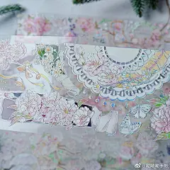 分装】呦呦呦手帐春樱漫漫富贵花开金鱼姬风铃 和风烫金PET胶带-淘宝网