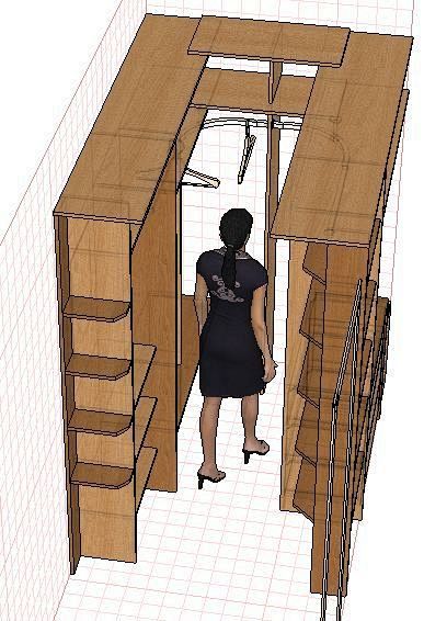 宽1.5米高2.1米的小型步入式衣柜。