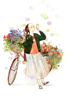 云间思采集到插画素材之女孩