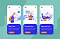 On boarding screens for booking travel app Premium Vector