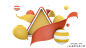 庆祝双十一气球飘带喇叭红色黄色 PNG搜索 c4d双十一,电商主题装饰,购物,狂欢,喇叭,漂浮素材,飘带,气球,三角,双十一购物,装饰