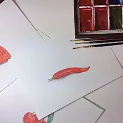 43辣椒️#水彩手绘# #治愈系# #小清新##插画# #佳仁##写实水彩#