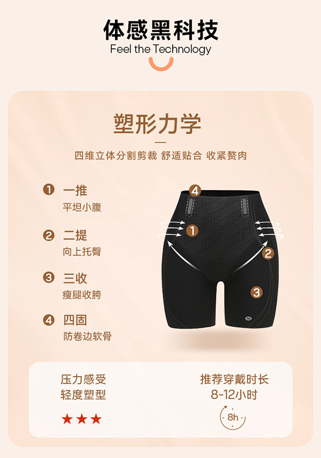 MOLYVIVI收腹提臀裤 中腰塑形内裤...