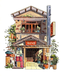 【绘画参考】美国插画师 Angela Hao 笔下的街边小屋/小店/房子（建筑参考）​_腾讯新闻