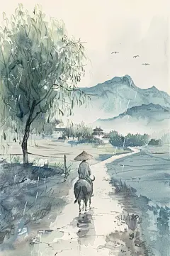 AI数字艺术清明节中国风牧童插画-众图网