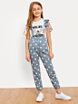Girls Ruffle Strap Polka Dot Print Jumpsuit : Shop Girls Ruffle Strap Polka Dot Print Jumpsuit online. SheIn offers Girls Ruffle Strap Polka Dot Print Jumpsuit & more to fit your fashionable needs.
