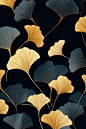 底纹叶子树纹中国风金箔银杏叶秋季元素插画