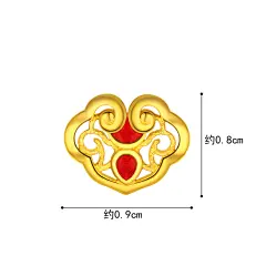 六福珠宝如意黄金耳钉珐琅工艺足金耳环单只GDGTBE0041-tmall.com天猫