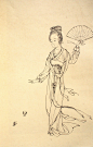 蔡岚工笔画仕女线稿