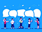Discussion phone chatting online messenger network social media speech bubble dialogue chat teamwork business team people office business people flat character vector design illustration