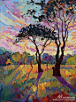 #传奇艺视界# 好绚丽的色彩~Erin Hanson 的油画风景。