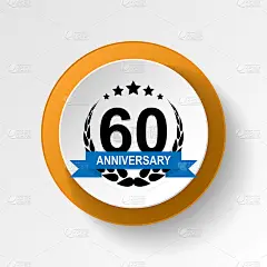 60周年、60周年彩色按钮图标。可以用于网页，logo，手机应用，UI, UX