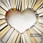 Book spines forming a heart shape