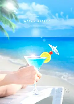 鸡尾酒 清爽夏季 海滨沙滩 夏季主题海报设计PSD  ti324a3114