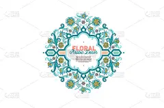 矢量元素，arabesque，框架的设计模板。文本。东方风格的豪华装饰。