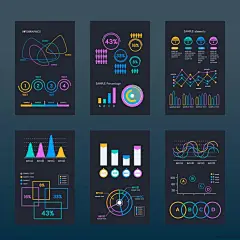 10款商业报告方案互联网柱状折线图数据统计信息图表AI矢量元素设计素材 - 平面素材下载