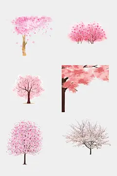 唯美粉色樱花树免扣素材