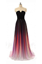 Black Navy Blue Ombre Chiffon Long Prom Dress