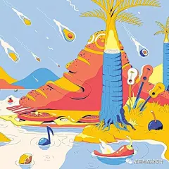 插画丨色彩缤纷的动感插画，她用对比色和曲线创作出脑洞大开的神奇世界 : 60万插画师共同关注→插画与品牌设计