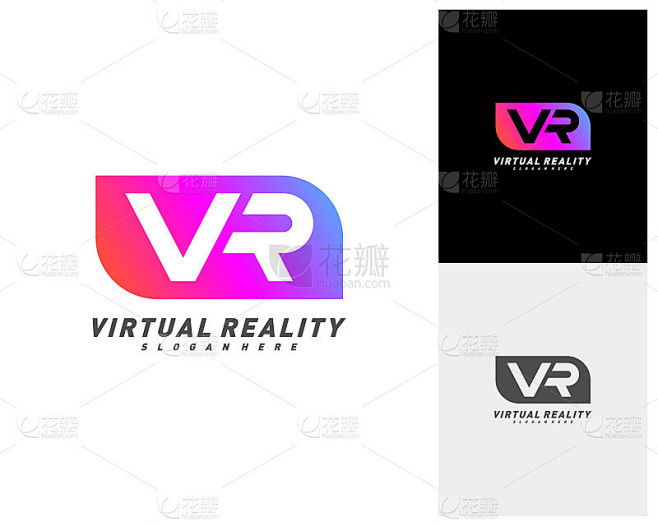 虚拟现实模板设计矢量，VR字母标识设计与创意现代时尚的排版