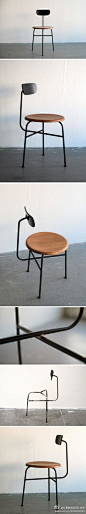 简化结构的椅子——斯德哥尔摩afteroom设计工作室的“chair project”项目，通过简化家具结构降低材料需求。这把椅子就是其作品，曾在2012年的柏林国际设计节（DMY berlin 2012）上展出，它外形简约凝练，橡木座板和靠背通过弯曲的钢筋结构连接在一起，交接处焊接固定，以保证稳固和结实。