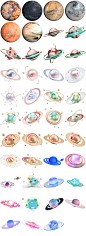 3D星球球体星球唯美梦幻模型金属质感创意星体元素模板素材设计-淘宝网