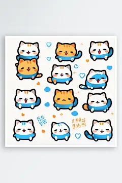 数字艺术卡通猫贴纸卡通表情包-众图网