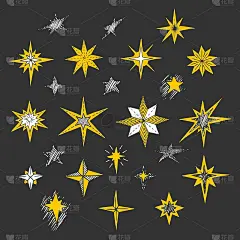 手绘圣诞星和伯利恒星冬季和假日插图。