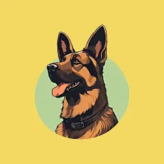 德国牧羊犬德牧黑贝插画矢量图设计素材