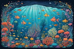 小鱼自然大海海底鱼类海洋游鱼鱼类插画图片