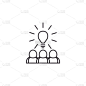 Isolated avatars and light bulb line style icon ve