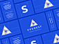 Everest triangle sign pyramid presentation mountain metal logistics icon gradient font construction color branding